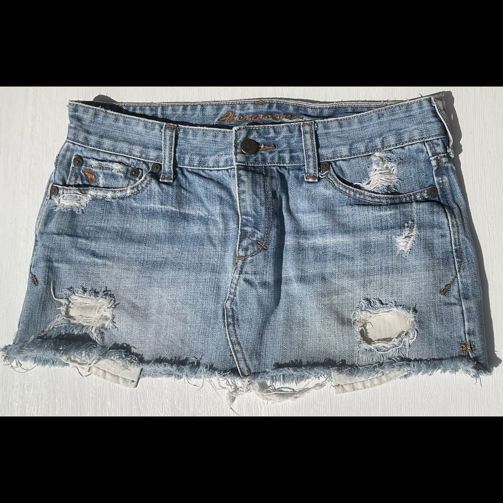 Abercrombie & Fitch Distressed Denim Jean Mini Skirt Size 2